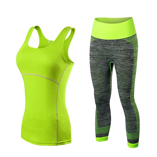 Vêtements de fitness Stripe Sans manches Tennis Yoga Gilet + Pantalon de course, Jogging Serré. Vêtements d'entraînement pour femmes.