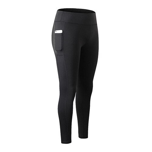 Pantalon de yoga pour femmes avec des collants de poche. Pantalon de sport sans couture pour femmes