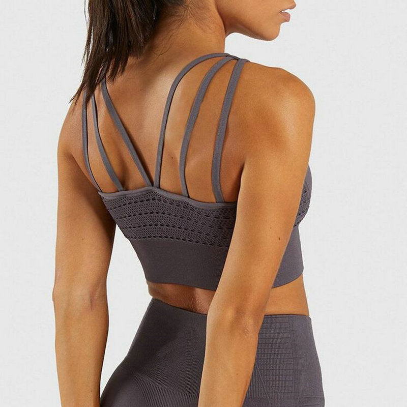 Ensemble Femmes energie sans soudure de Sport. Soutien-Gorge Gym top Fitness de yoga. Soutien-Gorge rembourré antichoc.