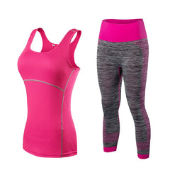 Vêtements de fitness Stripe Sans manches Tennis Yoga Gilet + Pantalon de course, Jogging Serré. Vêtements d'entraînement pour femmes.