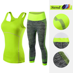 Vêtements de fitness Stripe Sans manches Tennis Yoga Gilet + Pantalon de course, Jogging Serré. Vêtements d'entraînement pour femmes.